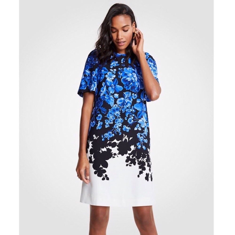 NWT ANN TAYLOR Floral Toile Flare Sleeve Dress
